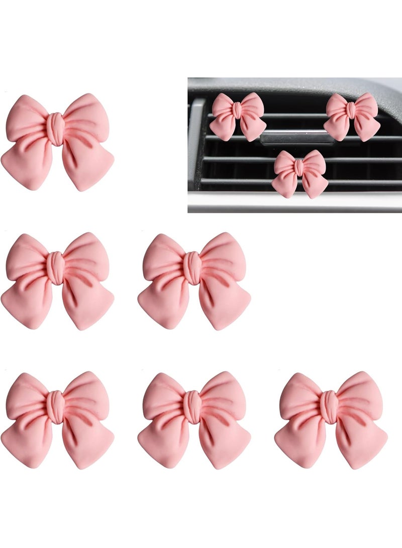 6 pink bows, car air freshener dispenser, cute girl car decoration accessories, interior aesthetic decoration women's girls' products - Image 1